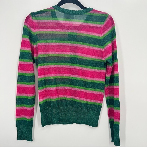 NWT Happy Sheep Christmas Ugly Sweater Glitter Metallic Striped Light Cardigan M - Picture 8 of 8